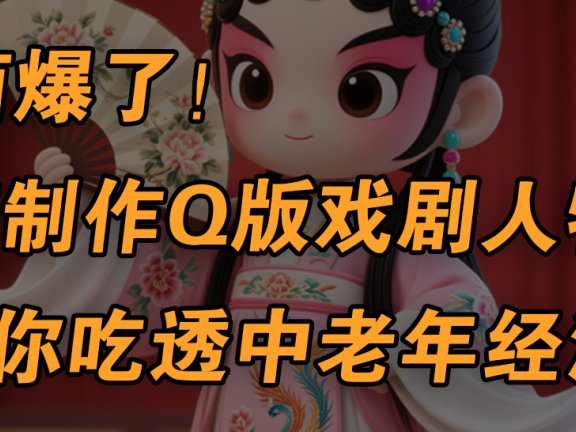 用Ai制作Q版戏剧人物，手把手教你吃透中老年经济，5分钟一个成品，多渠道变现