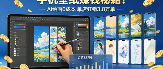 手机壁纸赚钱秘籍!AI 绘画 0 成本 单店狂销 3.8 万单