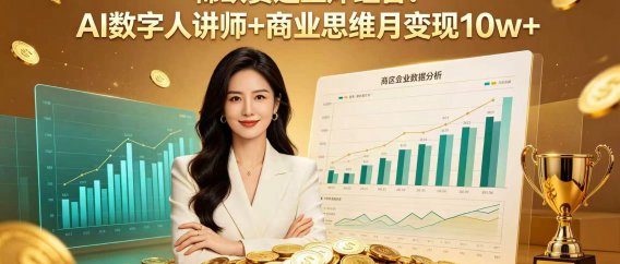 稀缺赛道王炸组合!AI 数字人讲师 + 商业思维 月变现 10w+